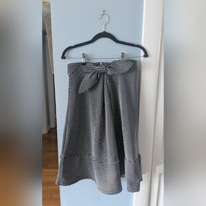 Alya Black and White Striped A-Line Skirt